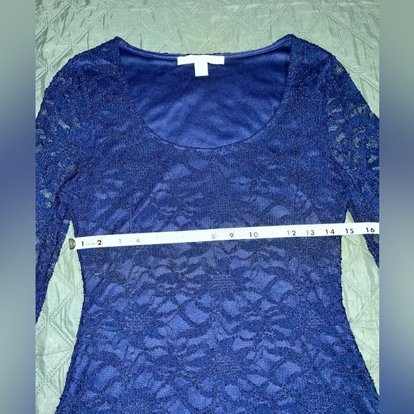 BOSTON PROPER Navy Bell-Sleeve Lace Top, Size Small, LIKE NEW - Picture 6 of 8